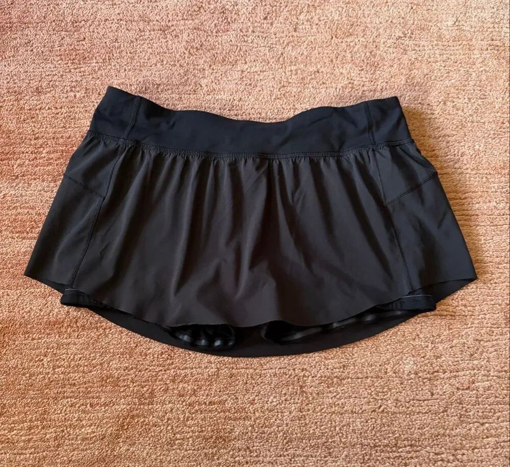 Lululemon Black Mini Athletic Skort Built-In Shorts Side Pockets Estimated L